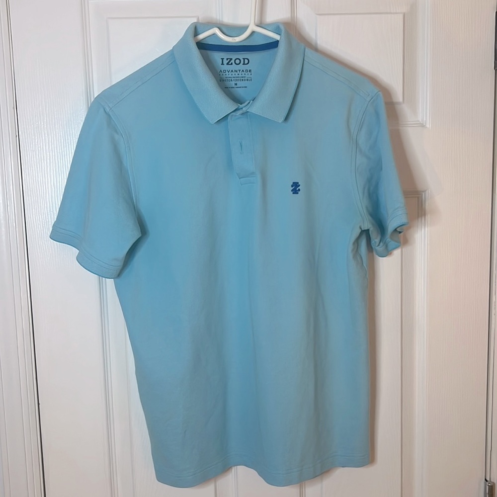 Izod advantage performance men’s teal polo light blue